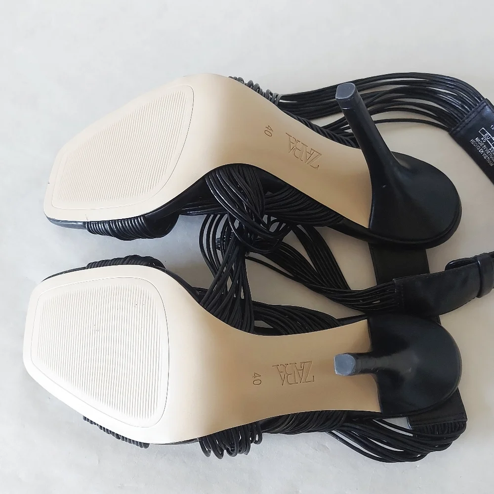 Zara Black Strappy High Heel Sandals - Picture 11 of 11